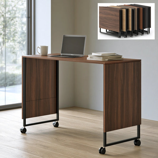 Table rabattable polyvalente en bois, coloris brun naturel