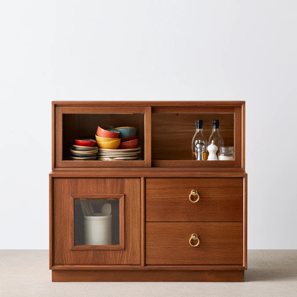 Medium brown wooden kitchen cabinet from franexo, showcasing a clean, modern design for versatile kitchen storage.