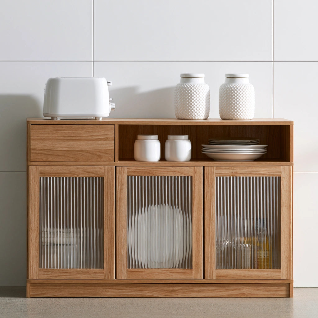 Organiseur de cuisine en bois, coloris brun naturel