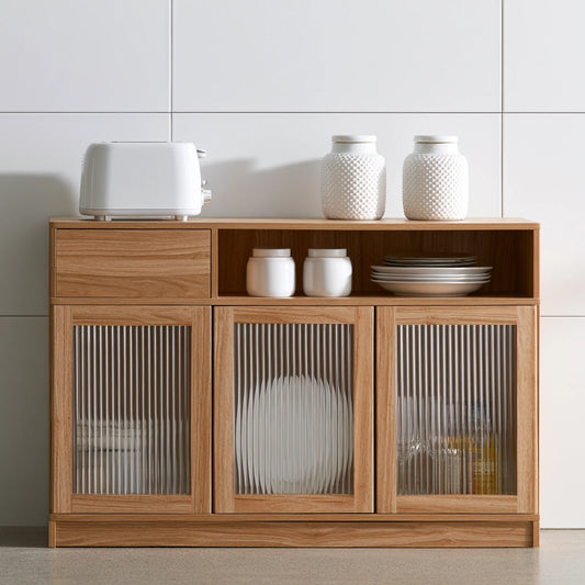 Organiseur de cuisine en bois, coloris brun naturel