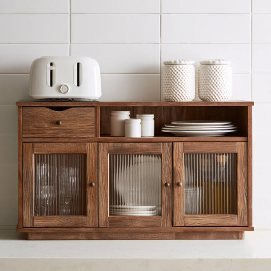 Organiseur de cuisine en bois, coloris brun naturel